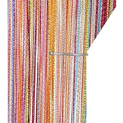 Cortina retro lisa con flecos para puerta protectora contra insectos, moscas, para divisor puertas o ventanas, cortina panel 90 x 200 cm, mosquitero