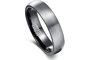Vakki 4mm/6mm Partnerringe aus Wolfram, Herren Damen Schwarz-Grau Zweifarbig Ring für Hochzeit und Alltag, Bequeme Passform, Kuppelform, Größe 52(16.6)-72(22.9)