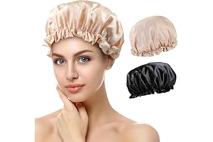 AVAGIAFORU Duschhaube, 2 Stück Wasserdichte Duschhauben, Shower Cap, Duschhaube für Damen, Haarhaube für Die Nacht, mit Elastischem Band, Wiederverwendbare Dusche Kappen für Mädchen Frauen (I)