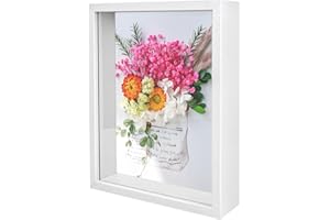 MEGCDTR 3D Shadow Box, 23 x 32 cm Shadow Box Frame, Wooden Photo Frame, Deep Picture Frames Box Display for Crafts Memorabilia Flower Tickets Medal (White 3CM)