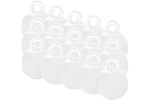 TLDSHOP® - ATTACCAGLIE in PVC - PVC rigido ultra RESISTENTE - Adesivo appendi Quadro - Forma TONDA - Colore Bianco con gancio - 1 confezione da pezzi: (15)