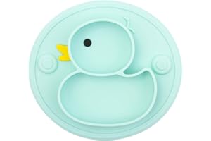 Qshare Assiettes à Ventouse en Silicone pour Bébés, Antidérapant Vaisselle et Bol pour Enfants, 100% sans BPA et approuvées par la FDA, aspiration forte à la table, lave-vaisselle et au micro-ondes