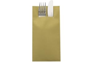 ‎HYGIENE GMI Besteckserviette aus GMIAir, Ideal für private Feiern und Gastronomie, 40 x 40 cm, 1/8 Falz, 75 Stück, Farbe gold