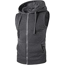 QIFLY Gilet Da Allenamento Da Uomo Senza Maniche Con Zip Felpa Con Cappuccio Con Tasca Senza Maniche Felpe Da Palestra Casual Senza Maniche Felpe Con Cerniera Felpa Con Cappuccio, Bianco, S - Foto 9