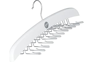 SUNNY SUNDAY ® Appendiabiti in Legno, Portacravatte, Organizzatore per Armadio per Cravatte, Sciarpe, Asciugamani, Salvaspazio (Bianco)