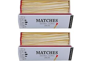 LOG-BARN Log Barn 28cm Extra-long Safety Matches, 2 Boxes (90 Matches Per Box). Long-lasting Camping Matches for Wood Burners, Fire Pits, Ovens. Extra Strong BBQ Fire Lighters - Genuine Log Barn Match Lighters