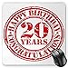 Produktbild HYYCLS 20th Birthday Mauspads, Happy Birthday for 20 Years Old Worn Grunge Style Stamp Monochrome Image, Standard Size Rectangle Non-Slip Rubber Mousepad, Black and White