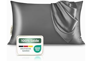 ‎BENE-SLEEP bene-sleep® Premium Seidenkissenbezug – 100 % Maulbeerseide 22 Momme | Verstärkte Nähte | Oeko-TEX Zertifiziert* | Anti-Frizz & Faltenreduzierung | hypoallergen & hautfreundlich (Grau, 40x80 cm)