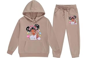 GENERISCH Survêtement pour fille avec dessin animé - Survêtement classique - Tenue de loisirs - Tenue de sport - Ensemble à capuche et pantalon de jogging - 2 à 13 ans