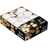 SPAAS 24 Clearlights Tea Lights with Clear Holder   10 Hours Unscented - White [Energy Class A+++]