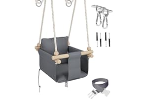 MAMOI® Wooden baby swing seat for toddlers, Indoor toddler swings chair from birth, Kids baby bouncer for garden, Child rocker swing set from 8 months