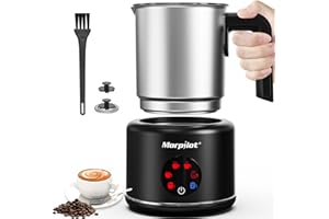 Morpilot Mousseur à Lait Électrique 6 en 1, 500ml 600W à Mousse Chaude et Froide, Cacao Lait Chaud, Lave-vaisselle Emulsionneur de Lait Divisé en Acier Inoxydable pour Cappuccino Macchiato Latte