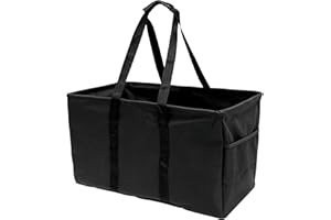 DEUSON Einkaufskorb,Groß Aufbewahrungstasche Oxford Mit Tragegriff für Einfaches Verstauen und Transportieren,Einkaufskorb Faltbar für Reisen,Picknick,Einkaufen,Geschenke(Schwarz)
