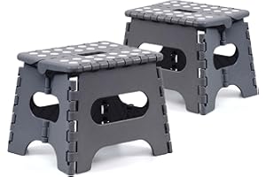 The Secret Home - Pack de 2 Taburetes Plegables Multiusos - Escalera Antideslizante de PVC - Altillo para Cocina, Baño o Dormitorio (Negro, 21x17x18)
