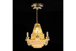 Toyvian 1:12 Miniature Dollhouse Chandelier – LED Candle-Style Hanging Light for Indoor Outdoor Decor, Battery Operated, Tiny Ceiling Lamp for Doll House Mini Furniture Display