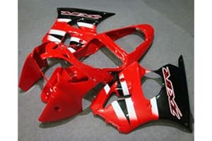 ROKALAM Verkleidungs-Set für Kawasaki Ninja ZX6R 00-02 ZX 6 R 636 ZX-6R Rot Schwarz Weiß ZX636 ZX-636 2000 2001 2002 (Spritzguss)