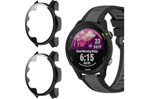 ZoRoll Custodia Compatibile con Garmin Forerunner 255 Music/255, [2 Pezzi] Custodia Protettiva Completa con Pellicola di Vetro, Copertura Completa 9H, durezza PC, con Garmin Forerunner 255 - Nero*2