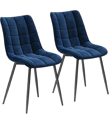 4 Chaises De Salle à Manger Maryam - Rembourrées En Velours, Dossier Haut, Pieds Métal Noir, Capacité 150 Kg