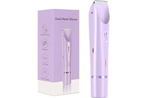 OTUFAN Rasoio elettrico da donna IPX7 impermeabile 1 ora di autonomia doppia testa per rasatura delicata ed efficace sul corpo e zona bikini viola donna rasoio intimo elettrico