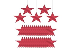 PATIKIL Large Star Cutouts, 80 Pcs 11" Double Printed Paper Star Decoration Star Cardboard Cutout Five Stars Cutout for Wedding Movie Night Party Decoration DIY Classroom, Red