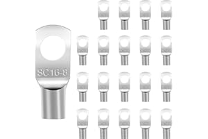 HOCUCHELAND 20 Stück Rohrkabelschuh M8, Kabelschuhe 16 mm2, Unisolierte SC Ringkabelschuhe Erzinnte Kupfer Verzinnt Rohrkabelschuhe, Kabelschuhe für Batteriekabel Kfz Auto Motorad Haushaltsgeräte