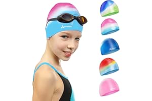 ‎BLACKACE ARTEESOL Badekappe für Kinder, Jungen und Mädchen im Alter von 5-12 Jahren, Bequeme Passform für langes und kurzes Haar