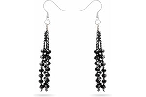 URBAN JEWELRY The 1920's Collection Vintage Style Charcoal Black Multitier Beaded Earrings for Women
