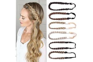 ‎TESS TESS Haarband geflochten Haargummi mit Haaren Damen Haarteile Dutt Braids Extensions verstellbare Kopfband Kleine Haarschmuck Braiding Hair für Frauen 1.5cm Breit 27g Goldblond/Blond