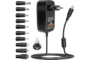 Vegena 30W nätadapter, universell strömförsörjning, universell AC A DC-adapter strömförsörjningstransformator med 10 DC-konta