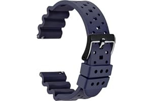 WOCCI Ventilato Cinturini Orologi, FKM Gomma (Non Silicone), Sgancio Rapido, Fibbia in Acciaio Inossidabile, 18mm 20mm 22mm 24mm 26mm