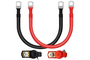 LIBERSHINE 2 Pezzi 2AWG Cavo Batteria Kit,35mm² 34.5cm Cavi Inverter Batteria,Rosso e Nero Cavo Batteria con Occhielli,Cavo Cavi Rame Batteria Auto+1 Paio di Connettori di Batteria Terminali,per Energia Solare