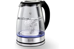INALSA Electric Kettle for Hot Water |1.8 L Capacity| LED Illumination & Borosilicate Glass Body| 2 Year Warranty|Multipurpose Electric Kettle| Water Boiler (Prism Inox),1350 Watts