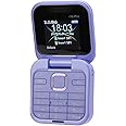 2G Mini Flip Mobile Phone, Foldable Cell Phone 2 SIM Card Slots, 1.77 Small Display, Unlocked Flip Phone Supports FM Radio, Quick Dial, Vibration (Purple)