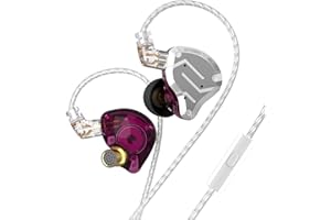KINBOOFI KZ ZS10 Pro - Auriculares KZ en el oído in Ear Monitor IEM HiFi con 5 Controladores 4BA 1DD con Cable Desmontable de 0,75 mm de 2 Pines para Cantante músico Baterista (Morado con micrófono)