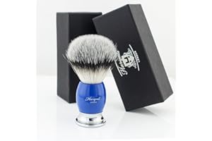 Haryali London Shaving Brush - Badger Shaving Brush - Elegant and Unique Design - Badger Hair Shaving Brush - with Elegant Ivory Color - A Perfect Match to Your Shaving Kit (Blue)