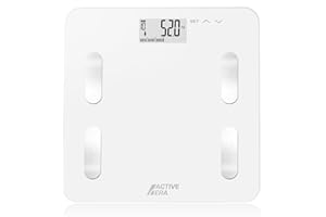 ACTIVE ERA Ultraschlanke Digitale Körperfettwaage - Personenwaage mit großer LCD Anzeige - Waage mit Körperfett, BMI, Wasser, Muskelmasse - Weiß