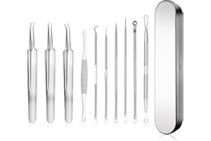 SWTYExt 10 Pieza Quitar Puntos Negros Quita Espinillas y Puntos Kit Negros Quitar Los Granos Acero Inoxidable Extractor de Puntos Negros Blackhead Remover Aguja de Acné para Acne Granos