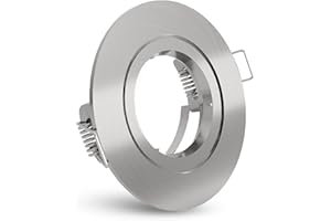 ‎LINOVUM linovum Einbaustrahler Einbau Rahmen Edelstahl Optik gebürstet rund starr inkl. GU10 Fassung für LED oder Halogen