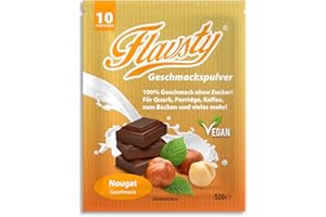 ‎FLAVSTY Flavsty® Geschmackspulver Nougat Probe 50g Tüte (10 Portionen) Veganes Geschmackspulver ohne Zucker - Aromapulver - Flavorpulver
