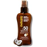 Babaria - Sunscreen Oil SPF50 UVA-UVB and Infrared, Tan Accelerator, Moisturizing, Contains Coconut Oil, Water Resistant, Veg