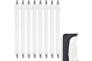 SHSHbuy Tendeur Drap Housse Lit Drap Réglable,8 Pièces Clips de Drap de Lit Réglables avec Clips en Métal,Tendeurs de Maintien pour Drap Lit,Canapé,Housse de Repassage(35-130CM)