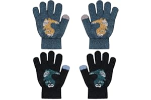 ZDQC 2 Paia Guanti in Maglia per Bambini,Guanti Invernali per Bambino,Guanti Caldi per Bambini,Guanti Magici,Guanti Termici,Guanti Elasticizzati Bambini,Guanti Dito Pieno Gloves