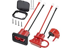 DAOKAI Przyłącze akumulatora 50 A, 600 V, szybkozłączka, wtyczka 10 AWG O-ring, 40 cm, kabel do ładowania, Quick Connect, do wciągarki lub przyczepy, 2 sztuki w opakowaniu