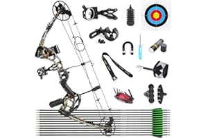 SHARROW Kit Arco Compound 30-70lbs Regolabile Arco Composto Set Arco da Caccia con Accessori Arco e Frecce in Carbonio