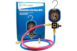 RALERTREIK KIT manometro Reforzado con llave de paso 1 via R32,R410a,R134a (Manómetro + adaptador 1/4m 5/16h)