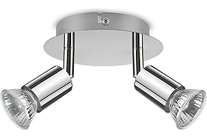 ROMKE Round 2 Way Adjustable Ceiling Spotlight, GU10 LED Ceiling Light Rotatable for Bedroom, Living Room and Kitchen, GU10 Bulb Not Included