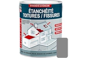PRO COM Peinture, résine d'étanchéité toiture, réparation tuiles, fissures, anti-fuites, décore, protège, plusieurs coloris 0.75 litres