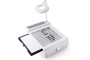 AONOLOVO Nail Dust Collector with Lamp, Adjustable Suction, Professional Nail Dust Extractor Vacuum Dust Fan for Acrylic Nails, Home Salon Nail Tech Use