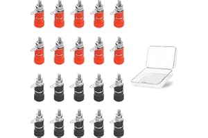 QNENEAM 20 Presa a Banana Professionali da 4mm, Connettore Banana Jack Terminale del Binding, Connettori Femmina per Pannello Altoparlanti e Apparecchi Audio, Incluso Contenitore Portaoggetti 10 Neri 10 Rossi