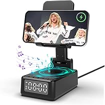 Altoparlante con supporto a induzione 5 in 1, altoparlante Bluetooth, altoparlante a induzione con batteria da 2000 mAh, altoparlante a induzione wireless, supporto pieghevole per cellulare